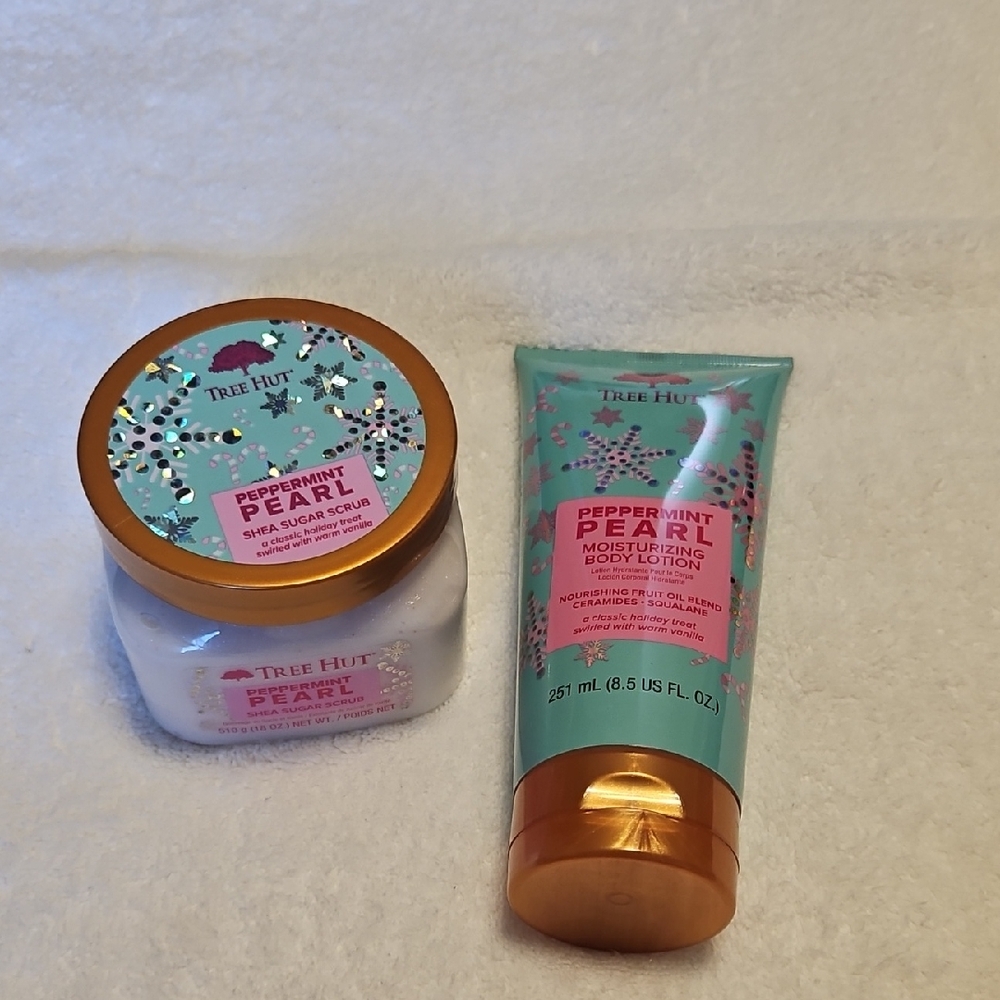 Tree Hut Peppermint Pearl Shea Sugar Scrub & Lotion - Teal and Gold